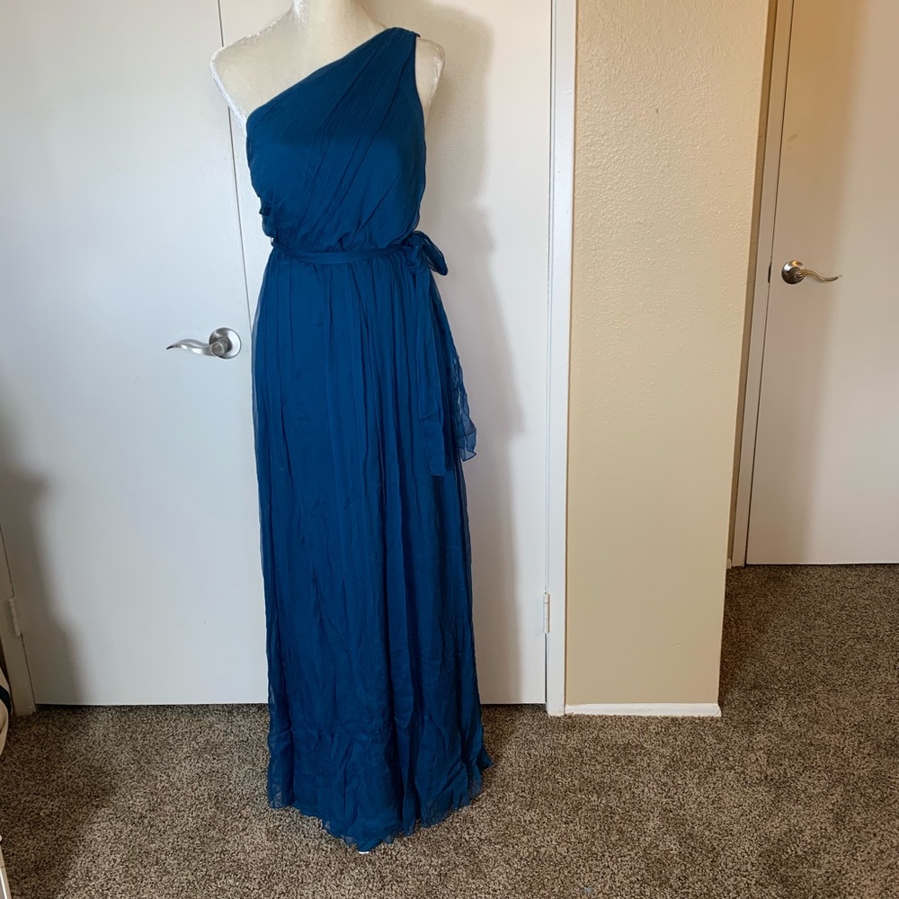 🎉SALE Amsale one shoulder chiffon 100% silk -10